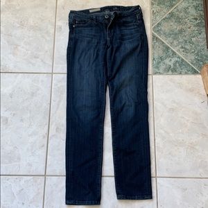 Dark denim ankle length straight leg AG jeans